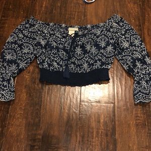 Navy blue key hole crop top